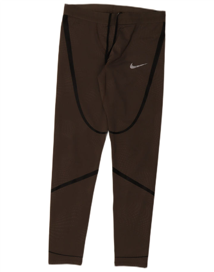 Nike Leggings Dri Fit para mujer UK 12 Poliéster a rayas marrón medio