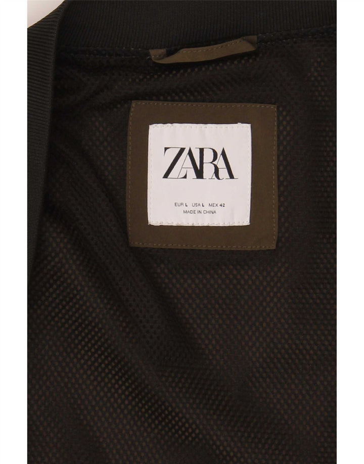 Zara Mens Bomber Jacket UK 40 Large Caqui