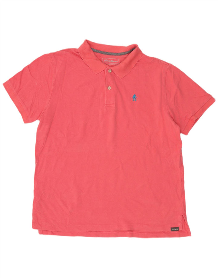 EDDIE BAUER Polo para hombre de algodón rosa grande