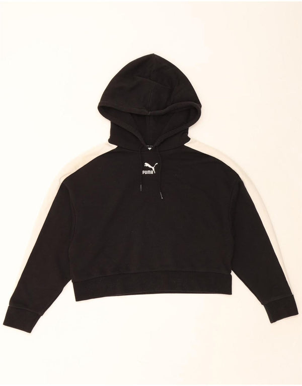 PUMA Jersey corto con capucha para mujer UK 14 Medium Black Colourblock