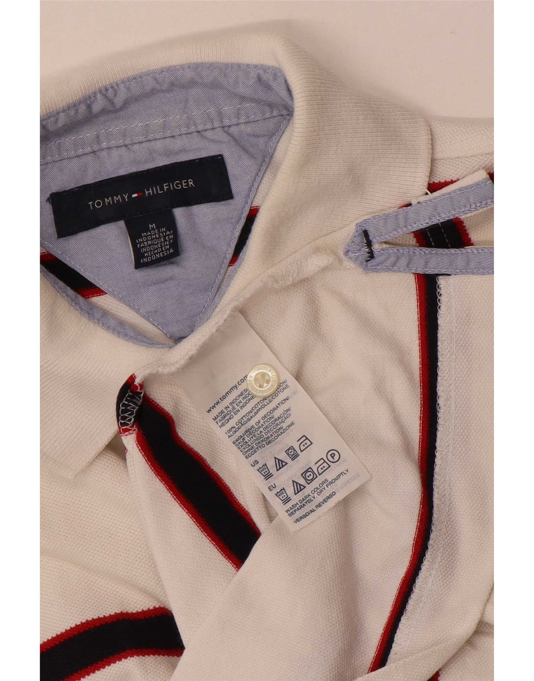 Polo Tommy Hilfiger Hombre De Algodón A Rayas Blanco Mediano