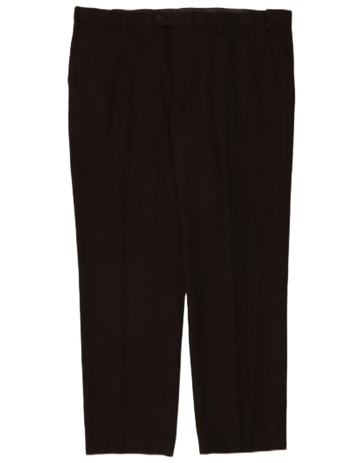 Marks & Spencer Pantalón de traje de corte regular para hombre W44 L33 Poliéster marrón
