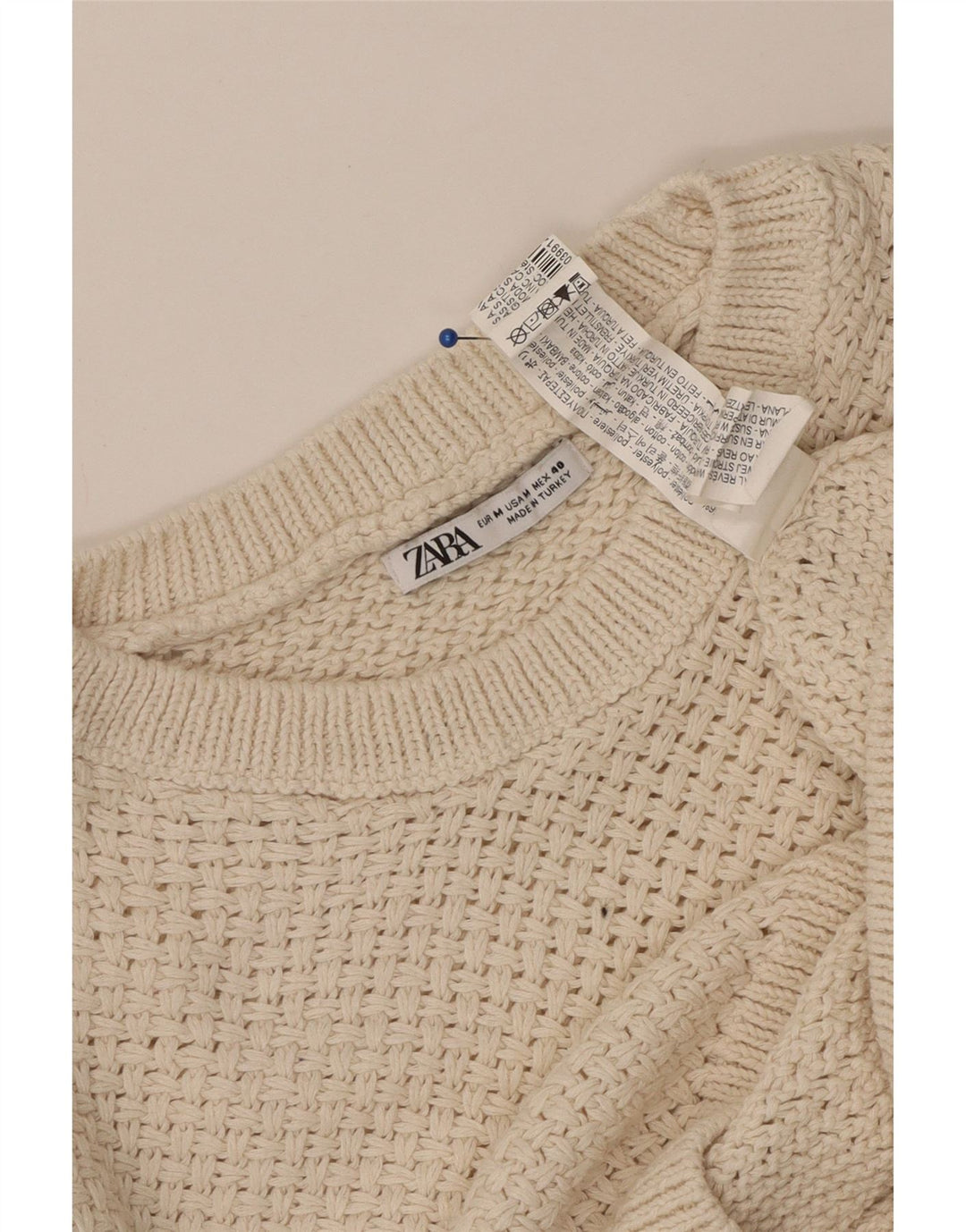 ZARA Hombre Jersey Cuello Redondo Jersey Poliéster Beige Medio