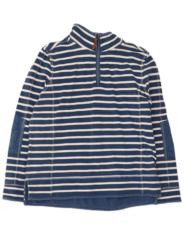 Fat Face Hombre Airlie Zip Neck Sudadera Jumper Large Azul Marino Rayas