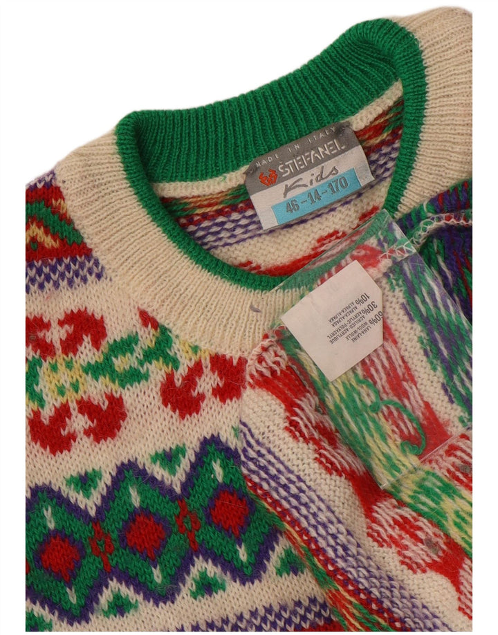STEFANEL Jersey con cuello redondo para niño 13-14 años Multicolor Fair Isle