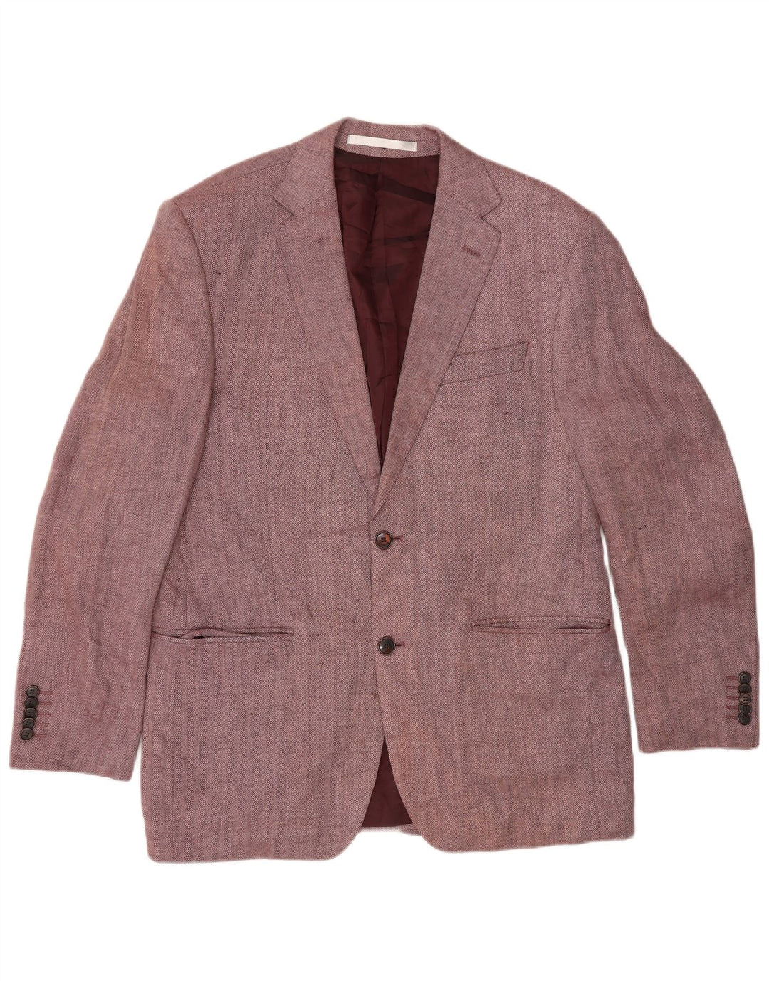 Marks & Spencer Chaqueta tipo blazer de 2 botones para hombre UK 40 Medium Pink Herringbone