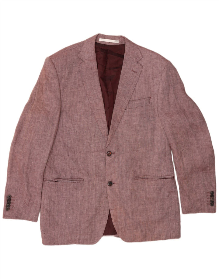 Marks & Spencer Chaqueta tipo blazer de 2 botones para hombre UK 40 Medium Pink Herringbone