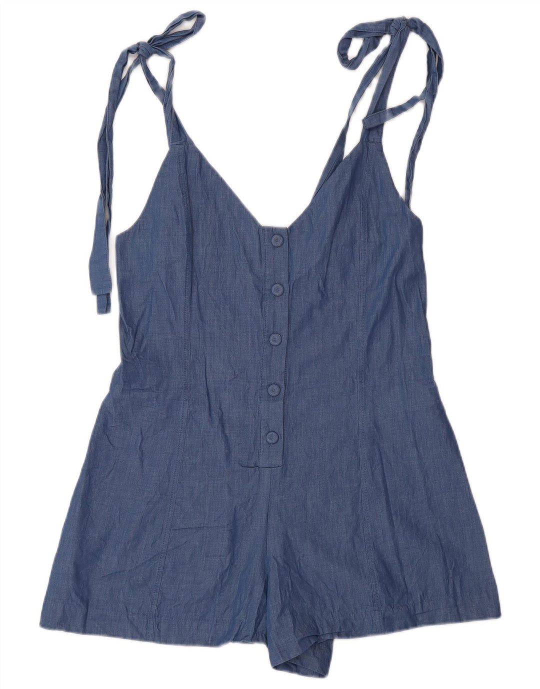 Zara Mujer Mono Corto UK 10 Pequeño Algodón Azul