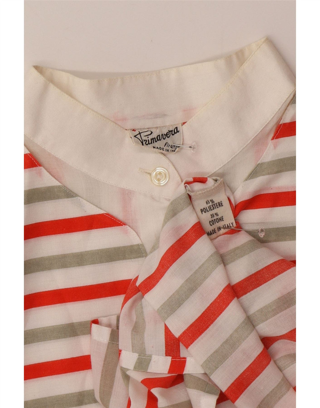VINTAGE Camisa pullover para mujer Reino Unido 16 Poliéster a rayas multicolor grande