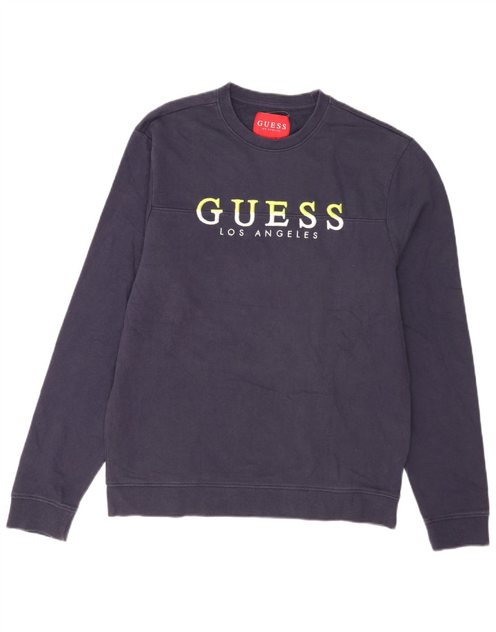Guess Hombre Sudadera Gráfica Jumper Medium Azul Marino Algodón