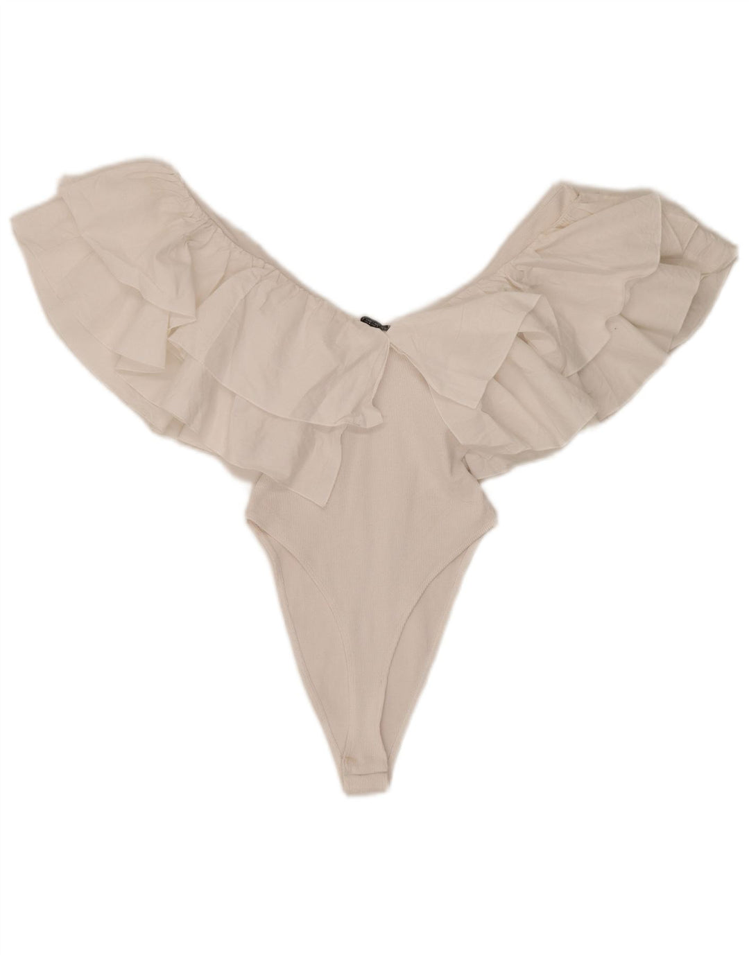Zara Body con volantes para mujer UK 8 Small White Cotton
