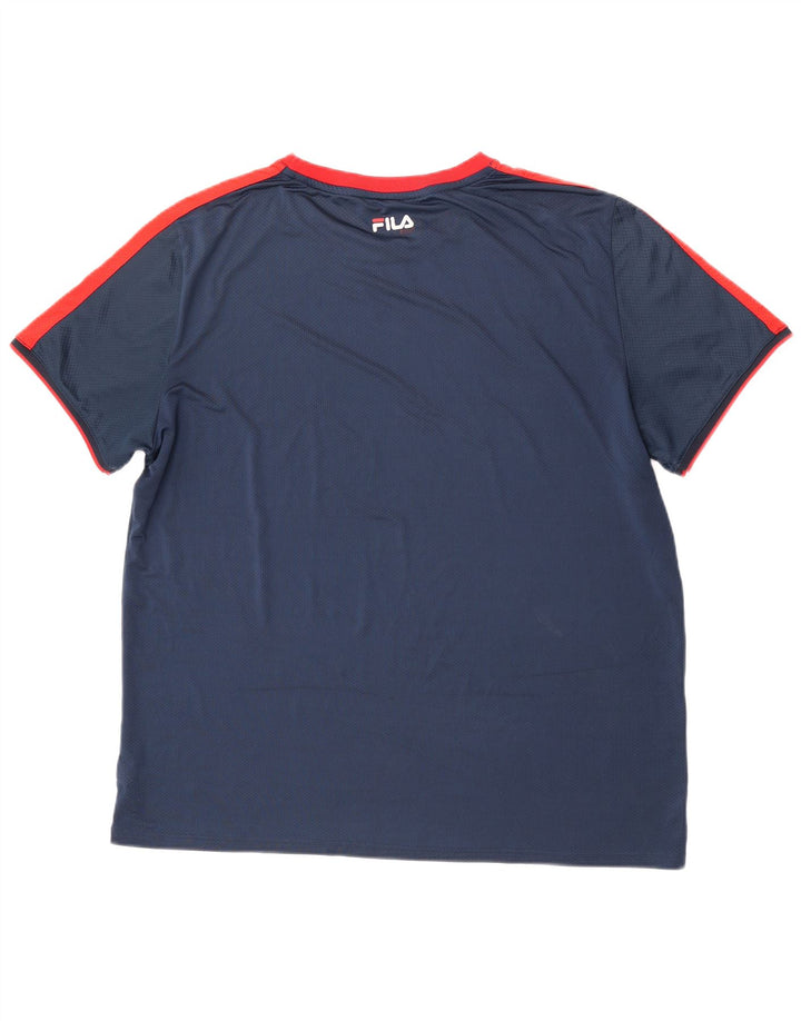 Fila Camiseta para hombre Top 2XL Azul marino Colorblock Poliéster