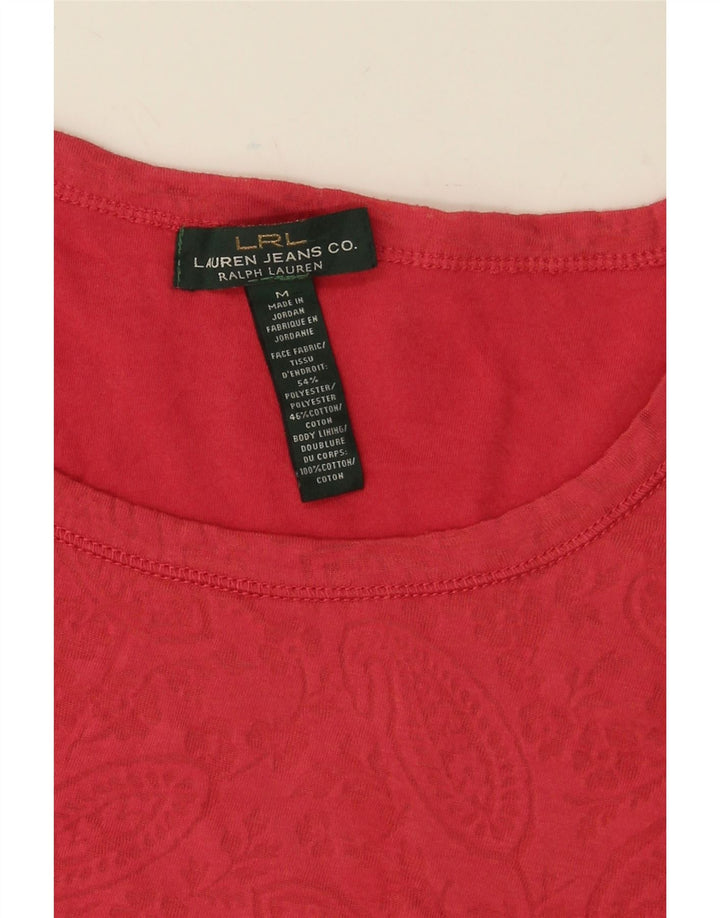 RALPH LAUREN Top para mujer manga 3/4 UK 12 Medio rojo Paisley Poliéster