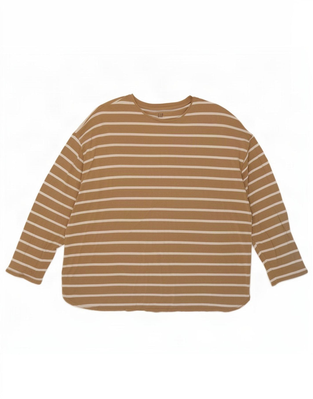 Gap Top extragrande para mujer de manga larga UK 20 2XL Rayón a rayas beige