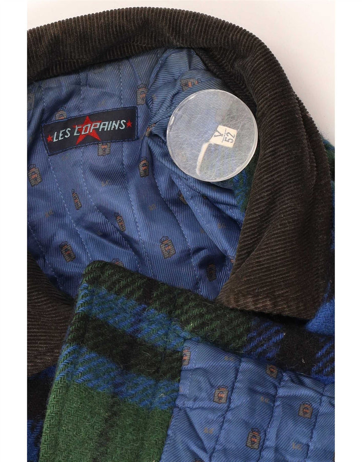 Les Copains Chaqueta utilitaria para hombre IT 52 XL Cuadros verdes