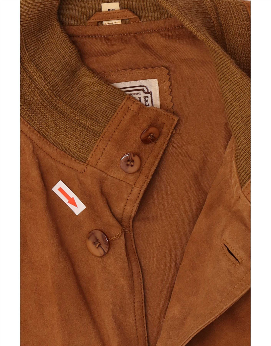 Vintage hombres bombardero ante chaqueta IT 50 grande marrón cuero retro