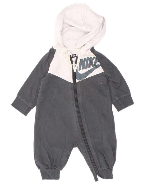 Mono con capucha gráfico para bebés de 0 a 3 meses de algodón gris con bloques de color Nike
