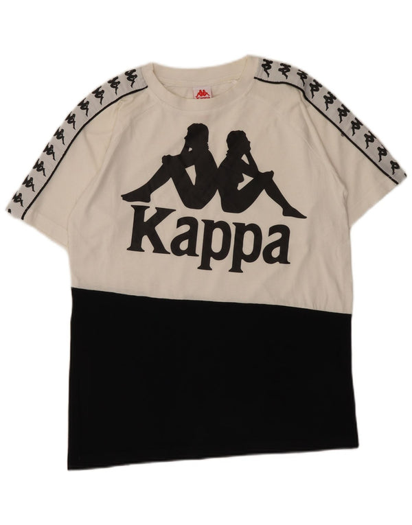 Kappa Hombre Camiseta Gráfica Top Small Blanco Colorblock Algodón