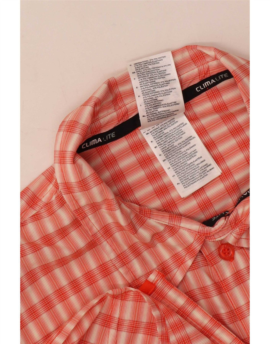 Adidas Mens Climalite Camisa De Manga Corta Grande Naranja Cuadros Poliéster