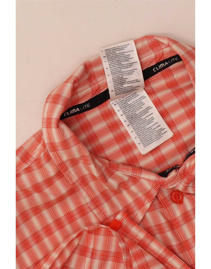 Adidas Mens Climalite Camisa De Manga Corta Grande Naranja Cuadros Poliéster