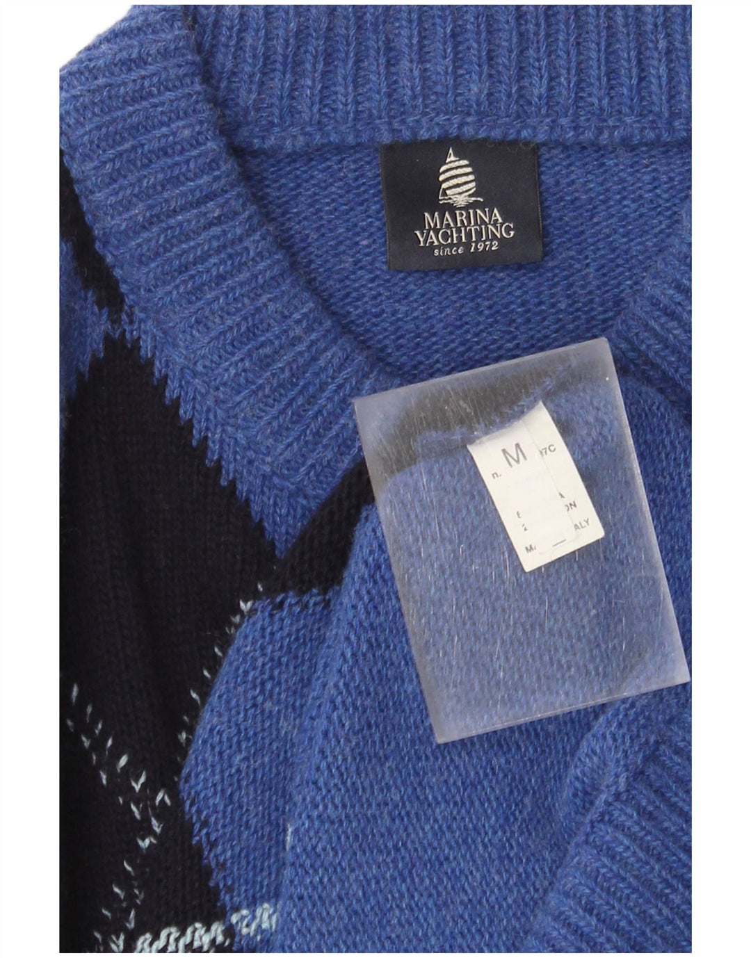 Marina Yachting Jersey De Cuello Redondo Para Hombre Azul Medio Argyle/Diamond