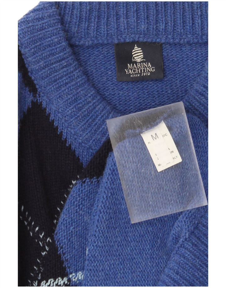 Marina Yachting Jersey De Cuello Redondo Para Hombre Azul Medio Argyle/Diamond