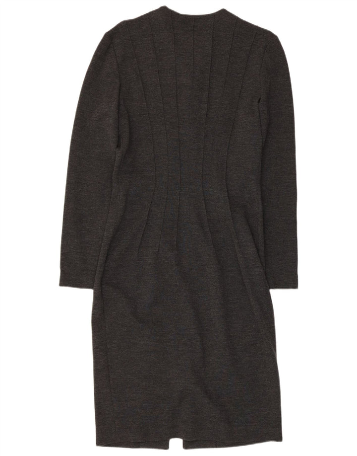 GAI MATTIOLO Vestido ajustado de manga larga para mujer UK 46 Lana virgen gris grande