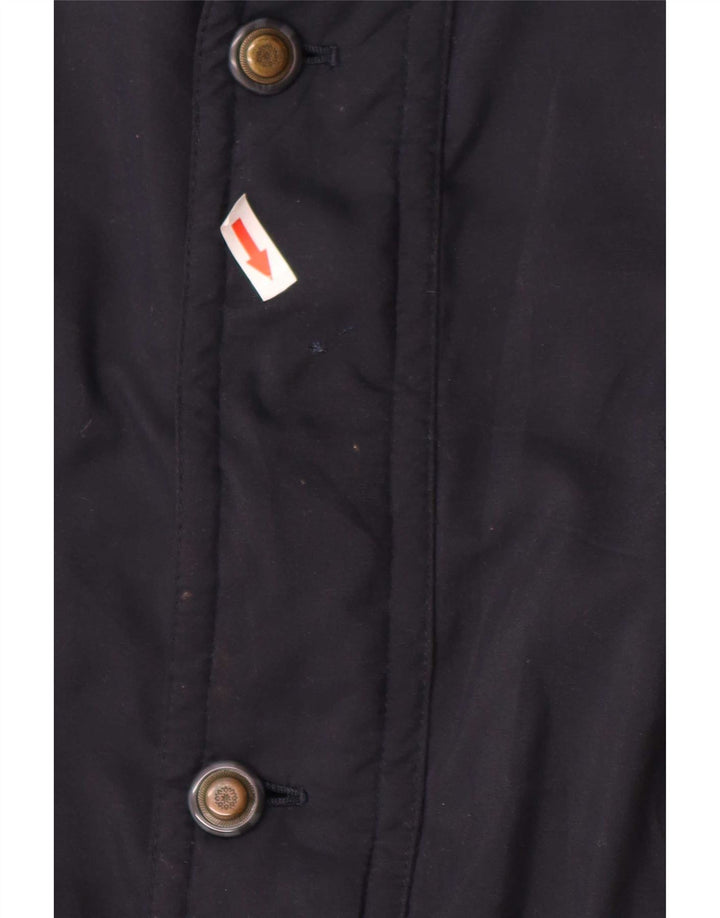Vintage hombres cortavientos abrigo Reino Unido 38 medio azul marino colorblock poliéster