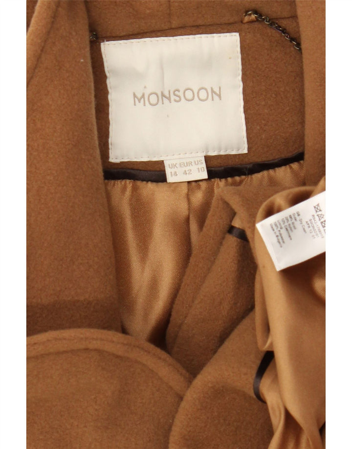 Abrigo Monsoon para mujer UK 44 Lana marrón medio