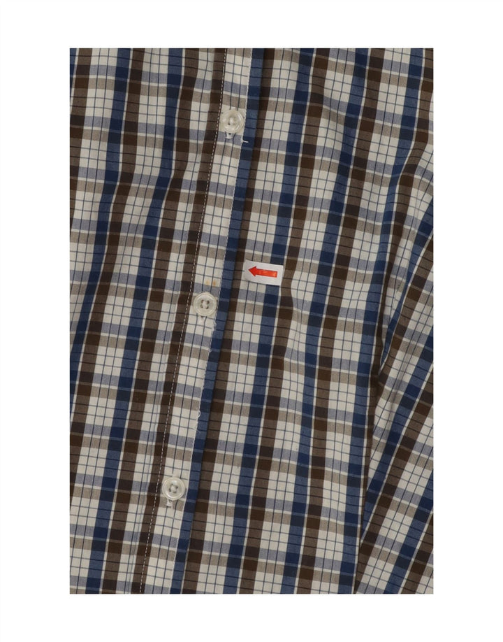 BENETTON Womens Shirt UK 14 Medium Navy Blue Check Cotton