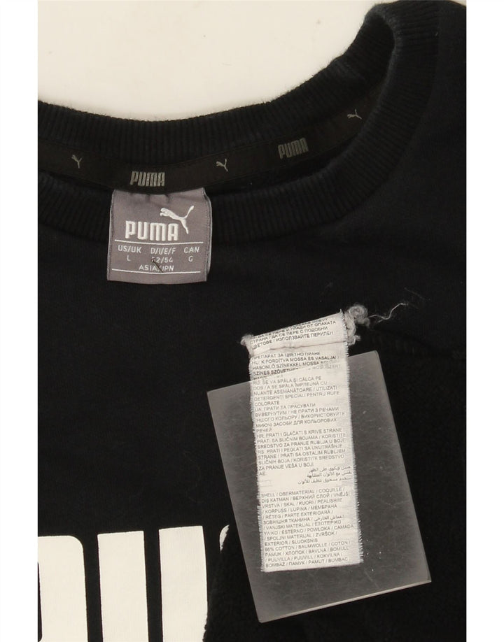 Puma Sudadera de gran tamaño con gráfico para mujer, talla 40, talla grande, algodón negro