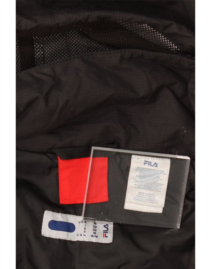 FILA Mens Hooded Windbreaker Jacket IT 50 Large Black Colourblock Vintage Fila and Second-Hand Fila from Messina Hembry 
