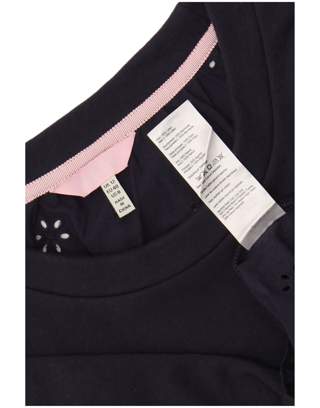 JOULES Blusa para Mujer Top UK 12 Medio Azul Marino Algodón