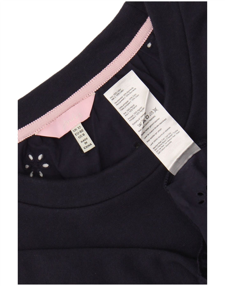 JOULES Blusa para Mujer Top UK 12 Medio Azul Marino Algodón
