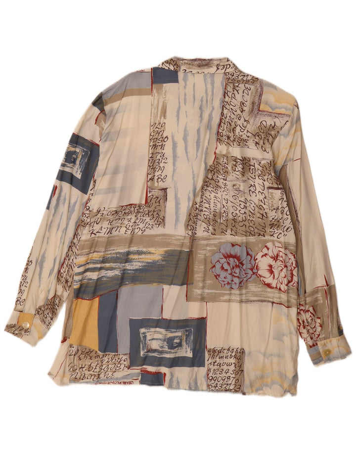 Vintage mujer camisa vestido Reino Unido 16 gran patchwork beige
