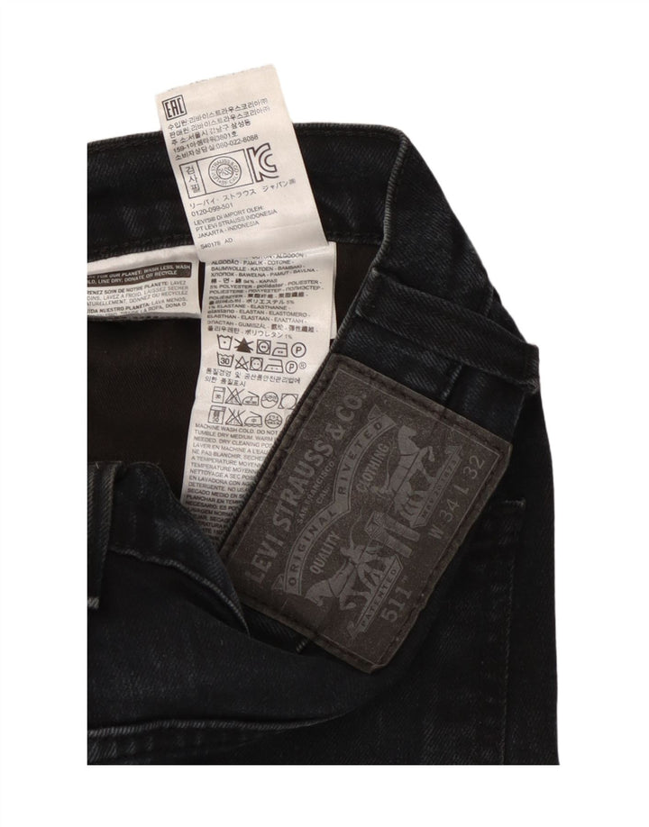 Levi's Hombre 511 Slim Jeans W34 L32 Algodón Negro