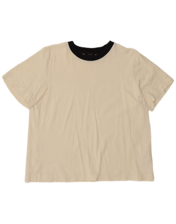 Massimo Dutti Camiseta Mujer Top UK 40 XL Algodón Blanco Roto