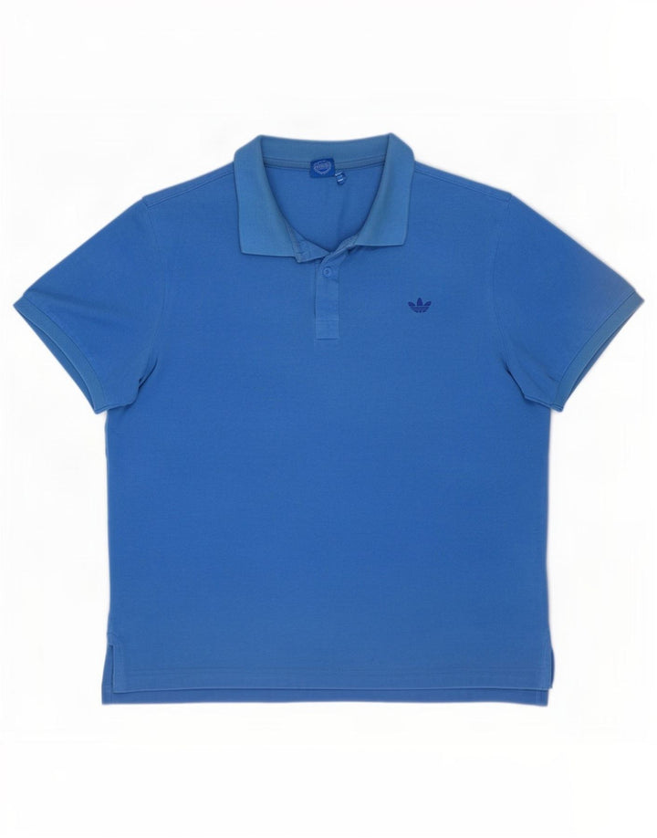 Polo Adidas Hombre Grande Azul Algodón