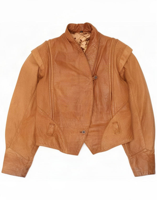 Vintage Womens Leather Jacket EU 38 Medium Beige