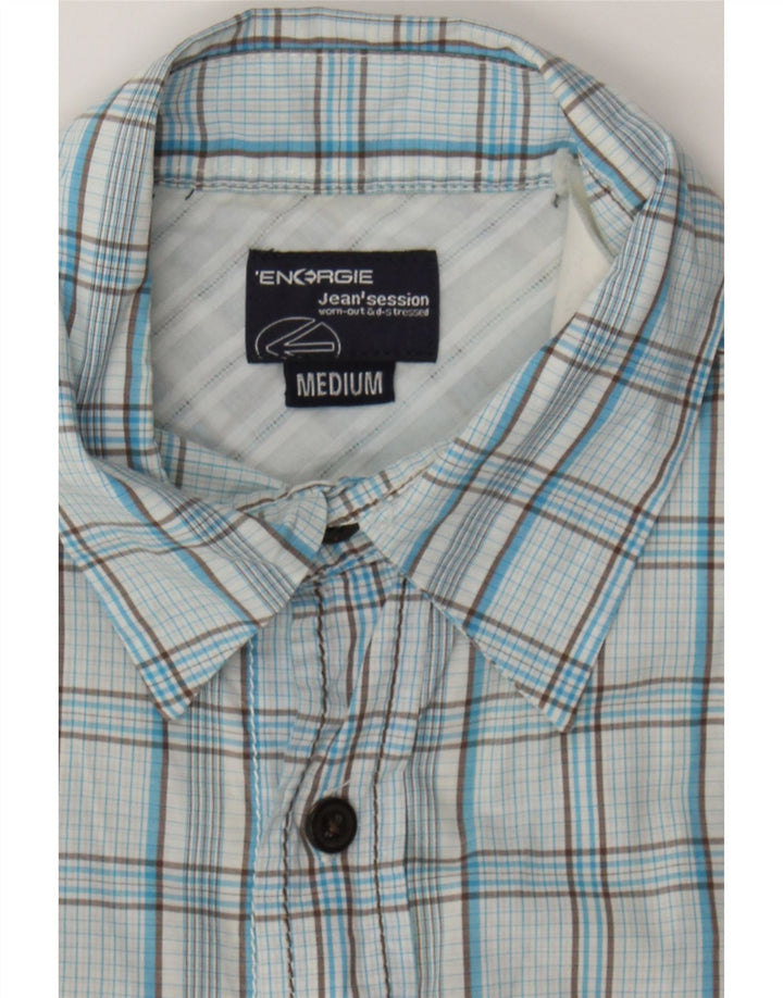 ENERGIE Mens Shirt Medium Blue Check Vintage Energie and Second-Hand Energie from Messina Hembry 