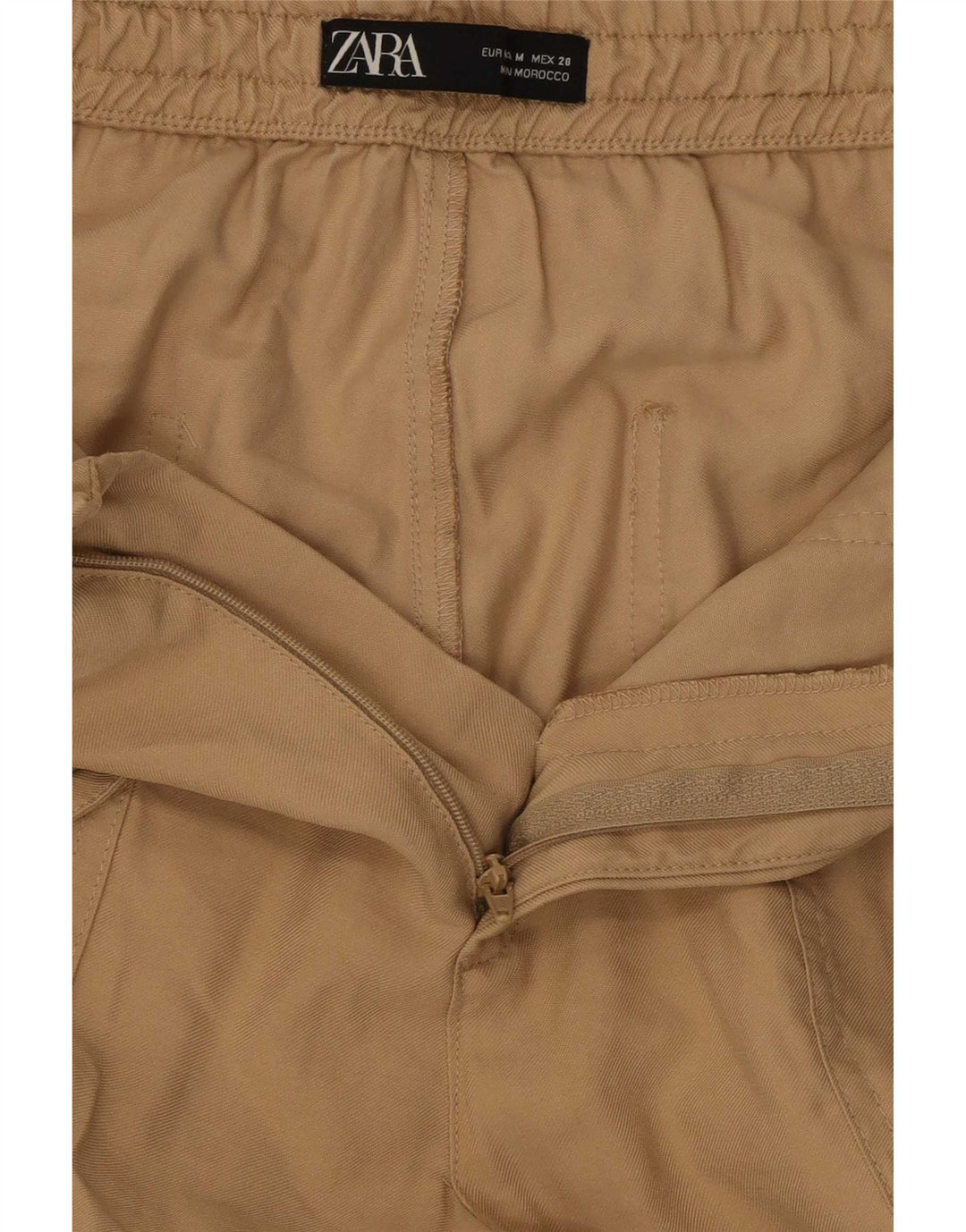 Zara Mujer Joggers Pantalón Cargo Mediano W28 L27 Viscosa Beige