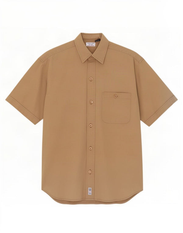 Camisa Guess Hombre Manga Corta Small Beige Algodón