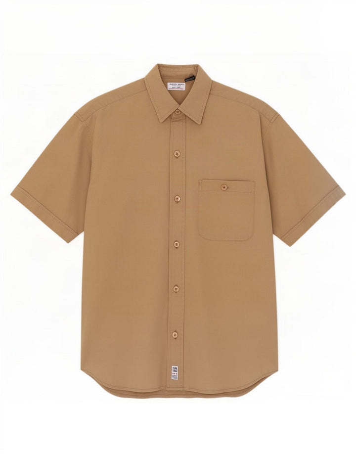 Camisa Guess Hombre Manga Corta Small Beige Algodón