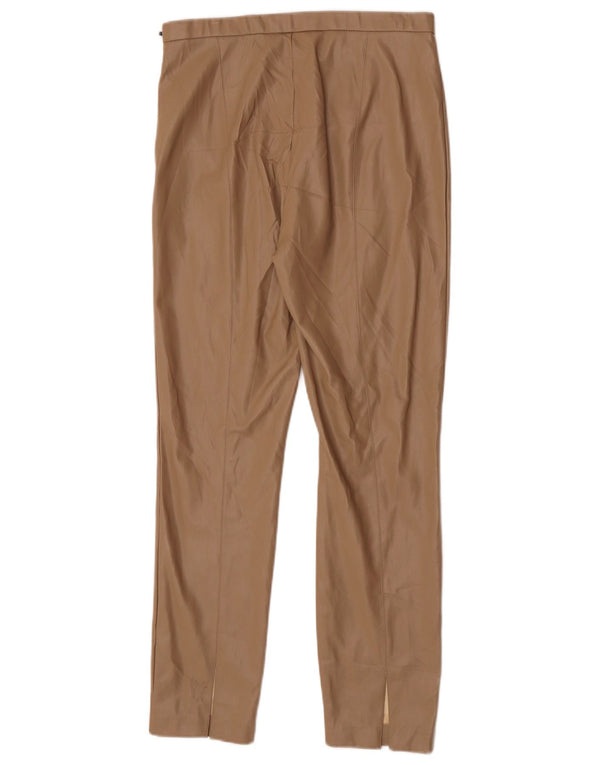 Zara Mujer Pantalones Slim De Piel Sintética Grande W30 L28 Poliuretano Beige