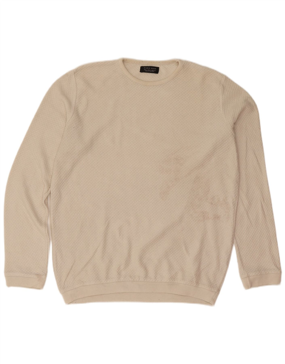 Zara Hombre Jersey De Cuello Redondo Jersey Pequeño Beige