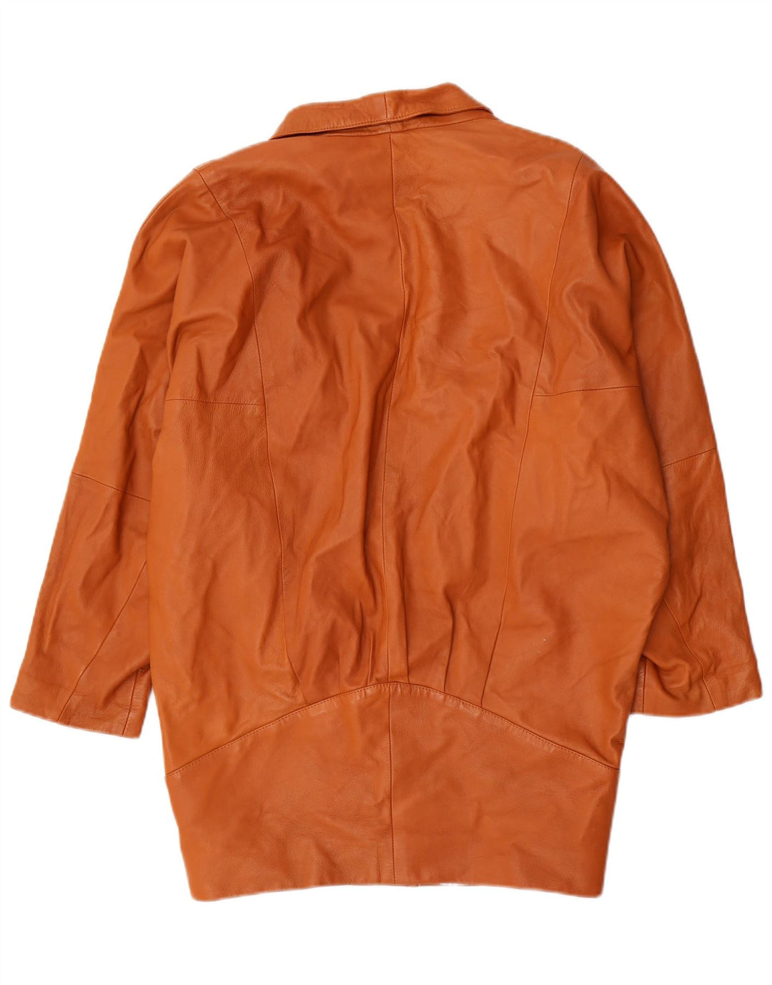 Vintage mujer Batwing cuero abrigo EU 36 pequeño marrón