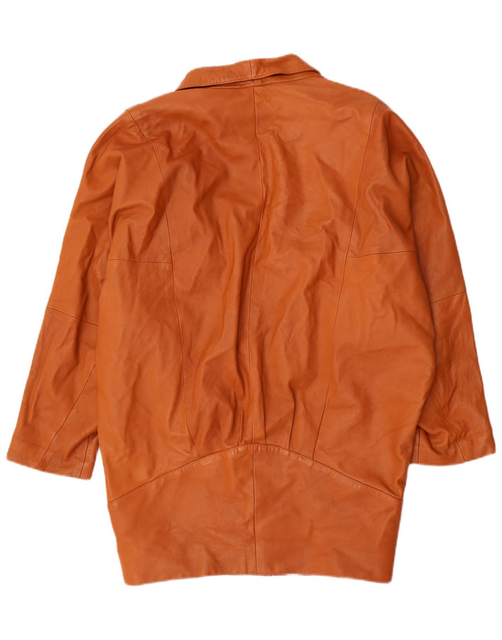 Vintage mujer Batwing cuero abrigo EU 36 pequeño marrón