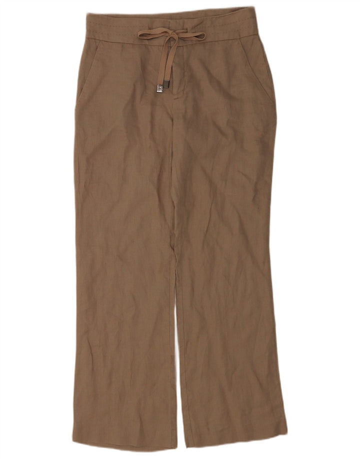 Zara Mujer Pantalón Recto Mediano W28 L29 Beige Lino