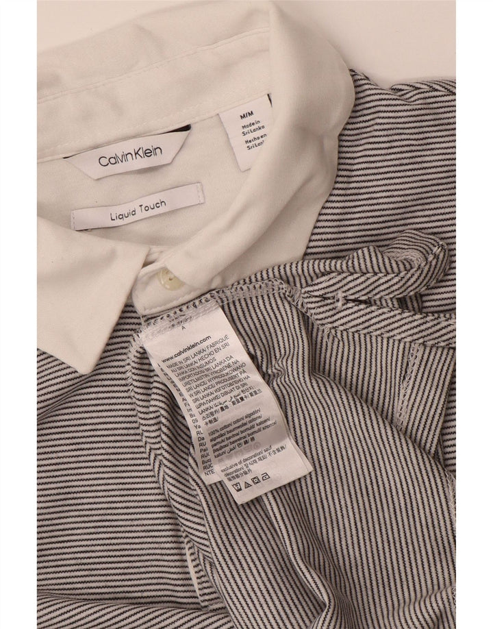 CALVIN KLEIN Polo para hombre de algodón a rayas gris medio
