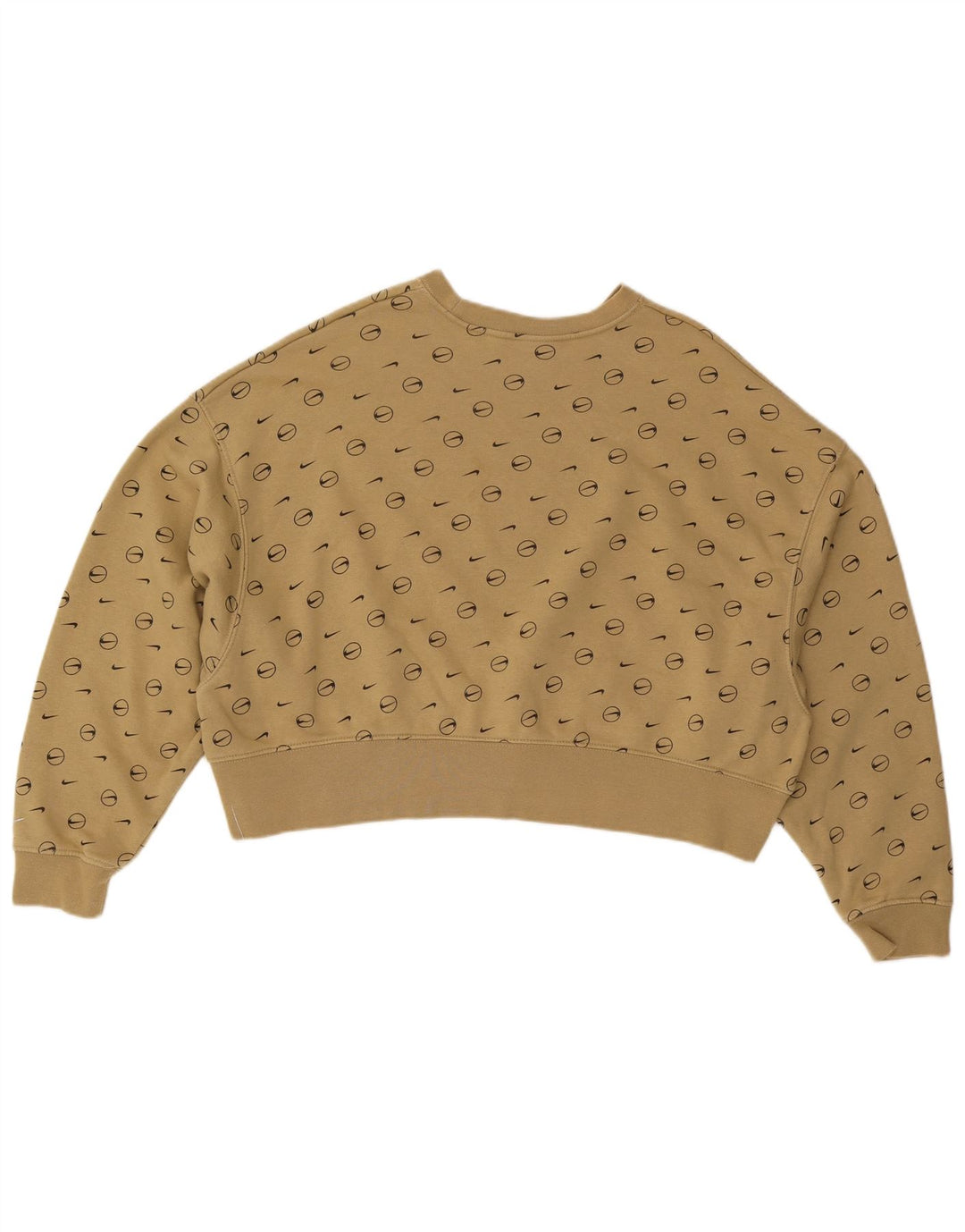 NIKE Mujer Oversize Crop Graphic Sudadera Jumper UK 10 Small Caqui